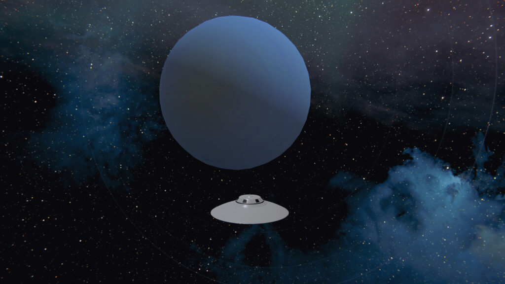 View of Neptune in The Bob Lazar Flying Disc UFO 360 Interstellar Experience - ArtIsInFormation