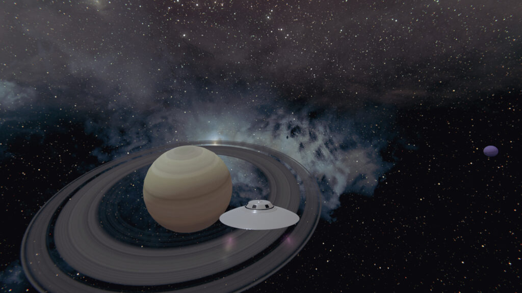 View of Saturn in The Bob Lazar Flying Disc UFO 360 Interstellar Experience - ArtIsInFormation